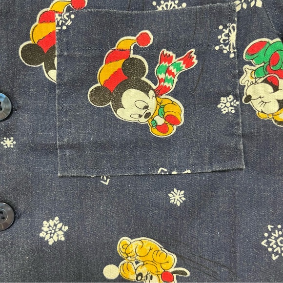 Handmade Vintage Boys Mickey Mouse And Friends Christmas Short Sleeve Shirt - Picture 3 of 7